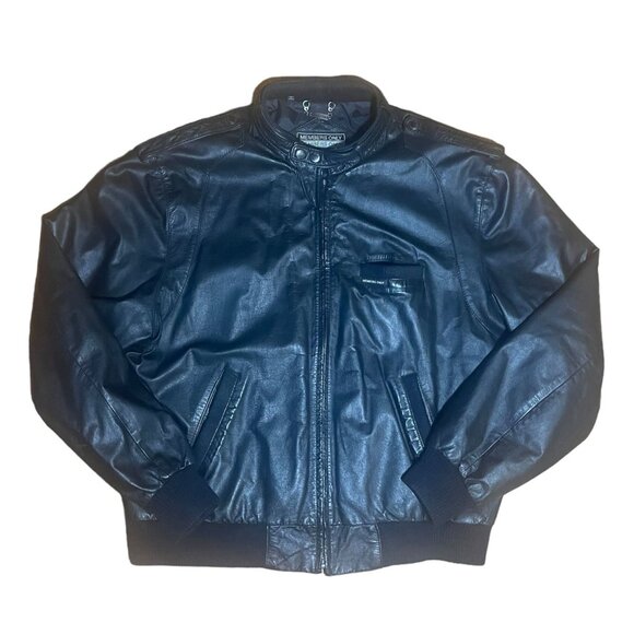 Members Only Vintage Black Leather Moto Jacket